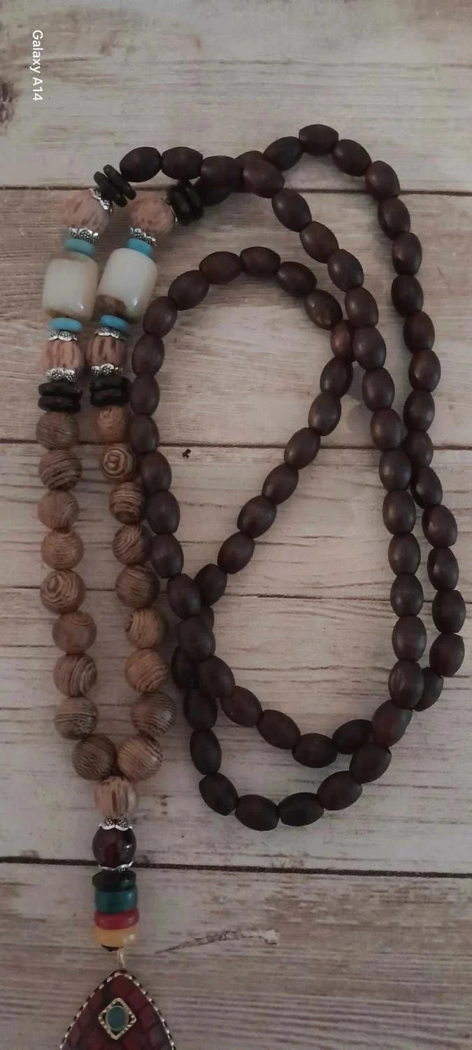 Collar de perlas de madera, pez, marrón y negro, Bohème – photo 2